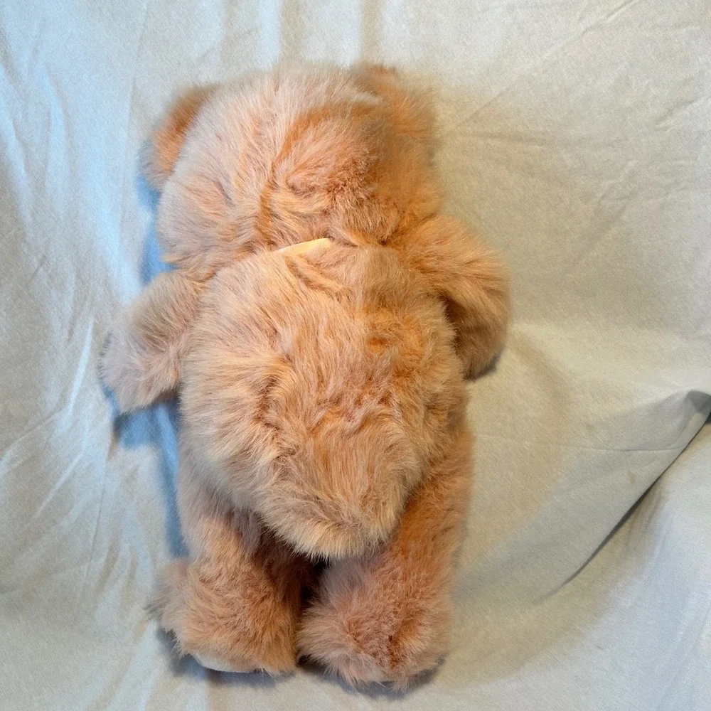 Vintage Applause Bravo! Apricot Peach Teddy Bear Plush Shaggy Fur 17 Inch Toy